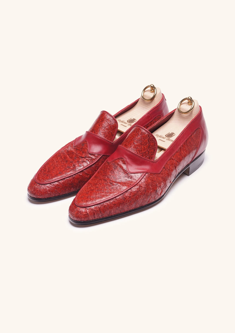 Red perch skin and leather loafer