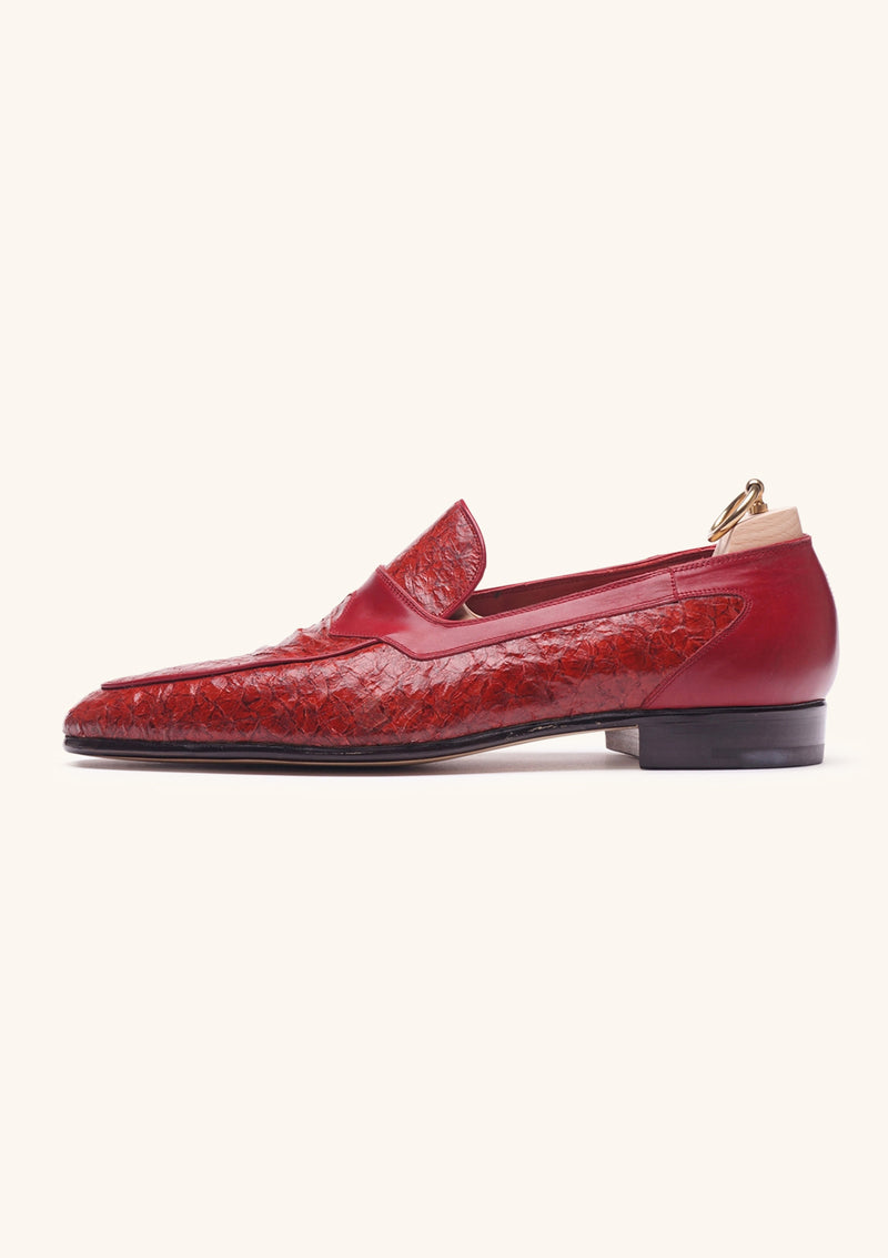 Red perch skin and leather loafer