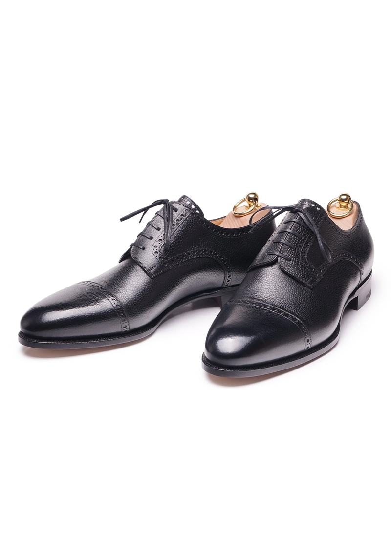 Black Five Eyelet Cap toe Derbies