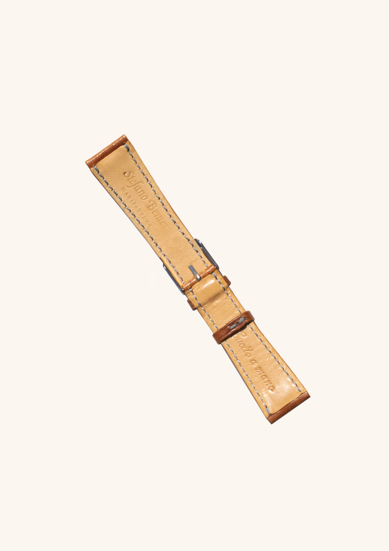 Coffee Lama Leather Watch Strap with Grey Stitch