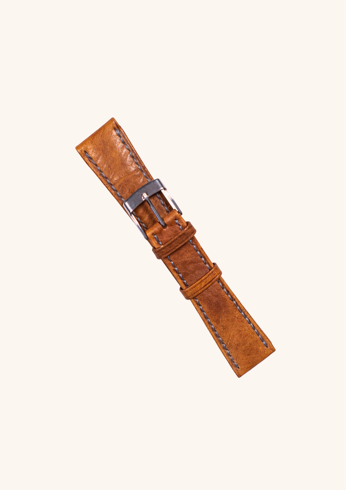 Coffee Lama Leather Watch Strap with Grey Stitch