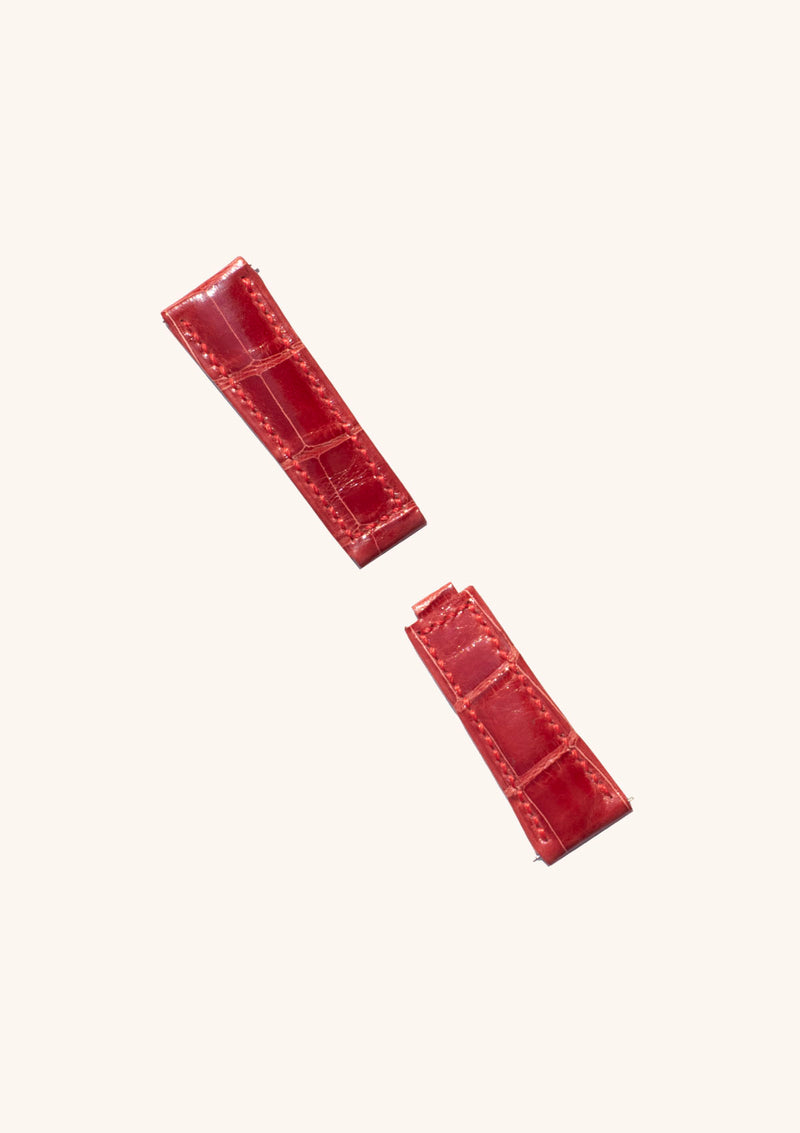 Red Alligator Strap for Rolex Deployant Clasp