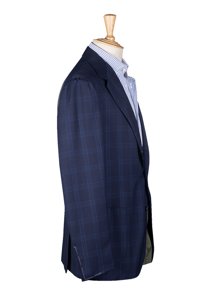 Blue & Azure Checked Unstructured Jacket