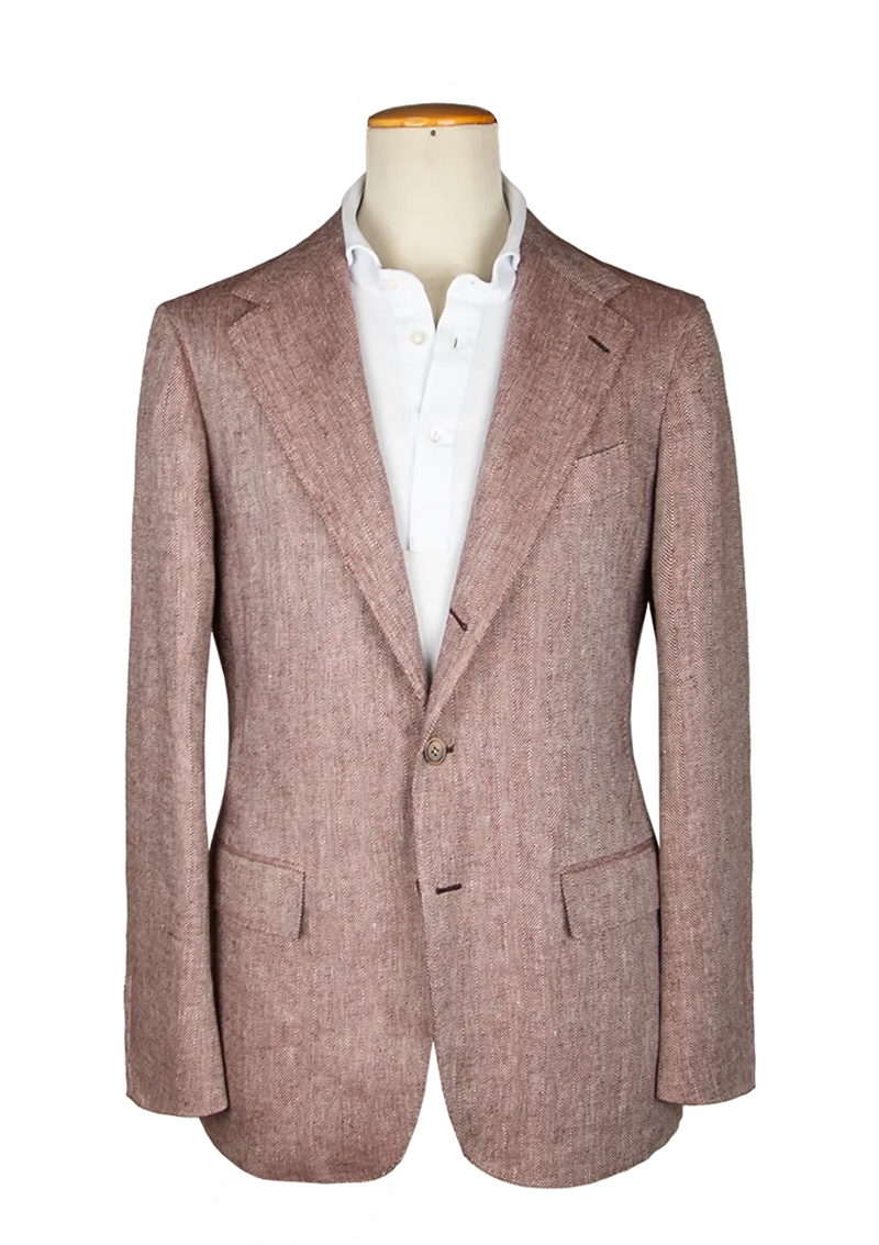 Rosé Herringbone Linen Unstructured Jacket