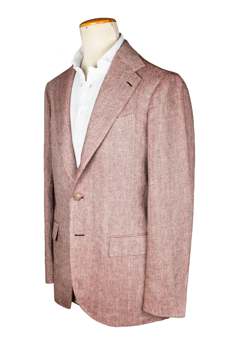 Rosé Herringbone Linen Unstructured Jacket