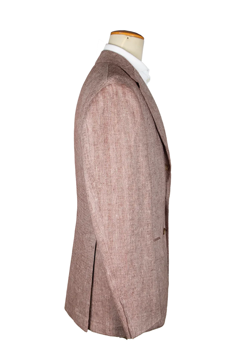 Rosé Herringbone Linen Unstructured Jacket