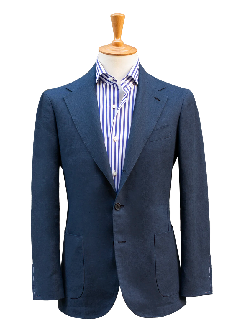 Blue Linen Unstructured Jacket