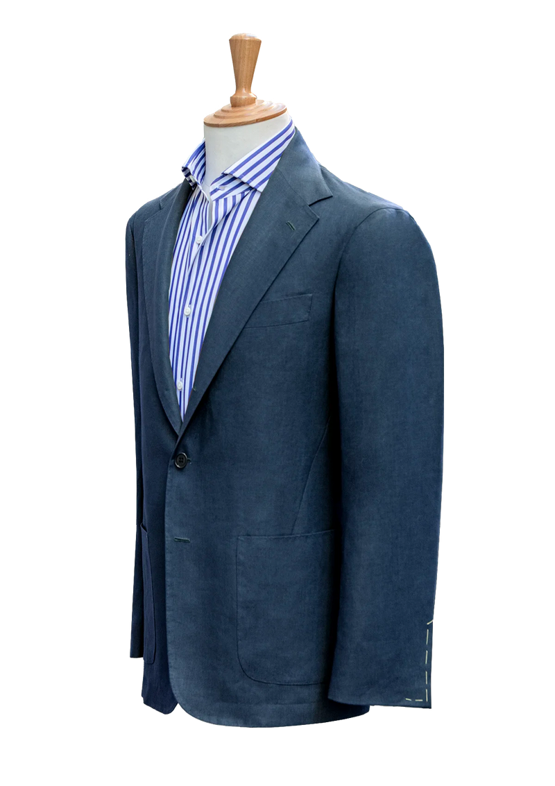 Blue Linen Unstructured Jacket