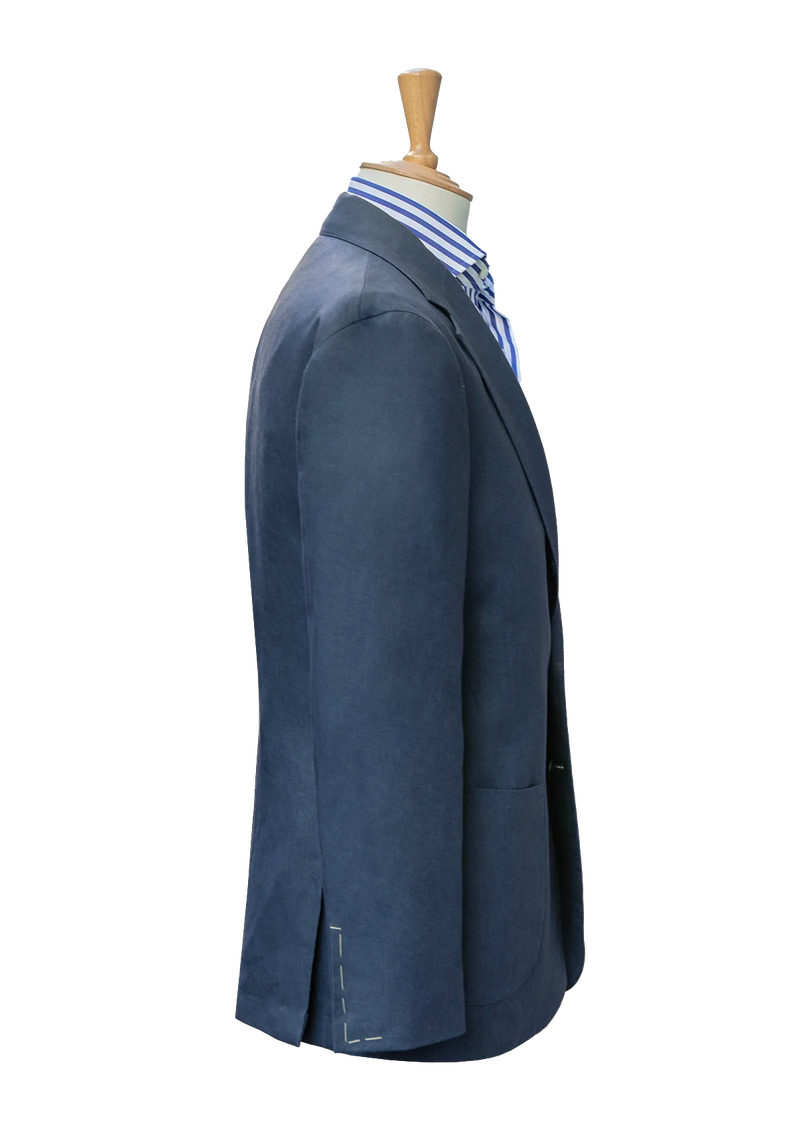 Blue Linen Unstructured Jacket
