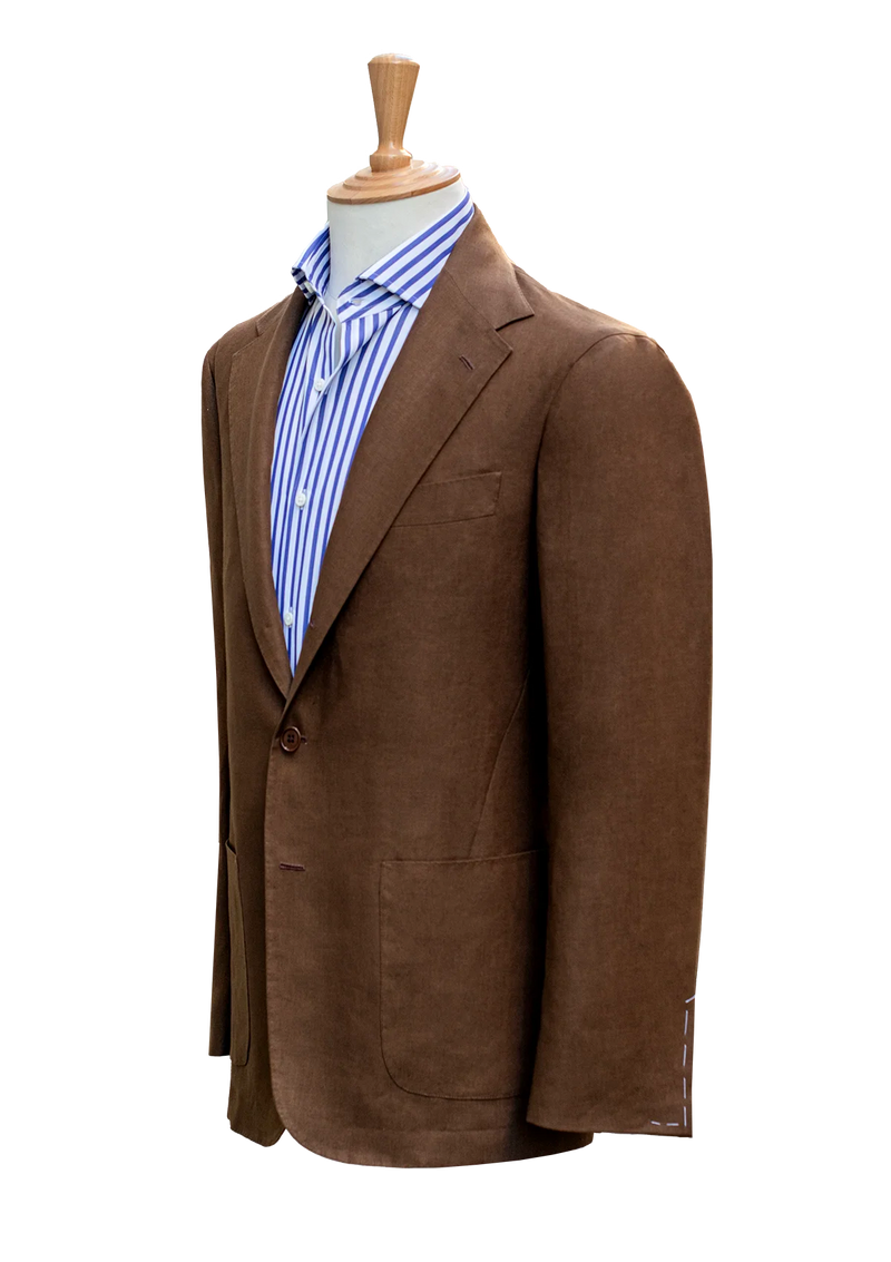 Brown Linen Unstructured Jacket