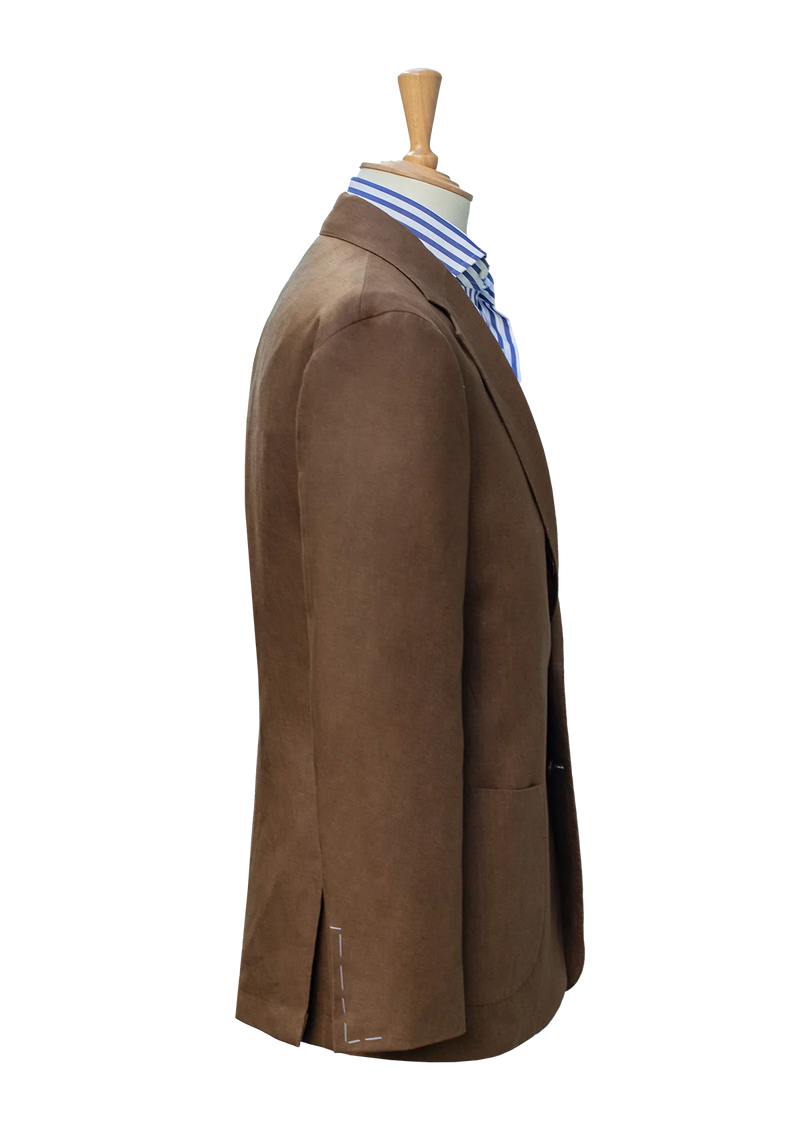 Brown Linen Unstructured Jacket