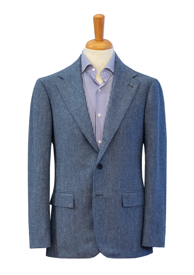Light Blue Unstructured Herringbone Jacket