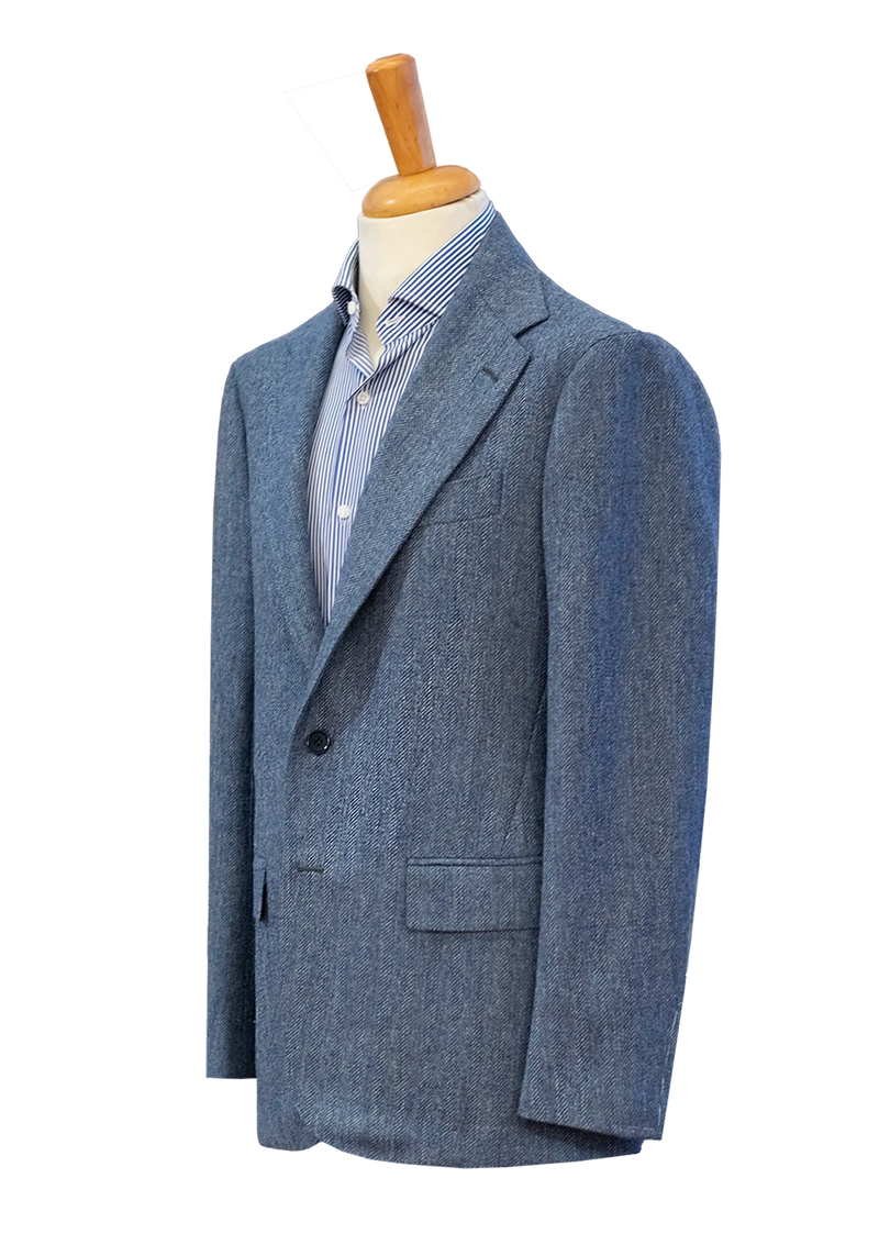 Light Blue Unstructured Herringbone Jacket