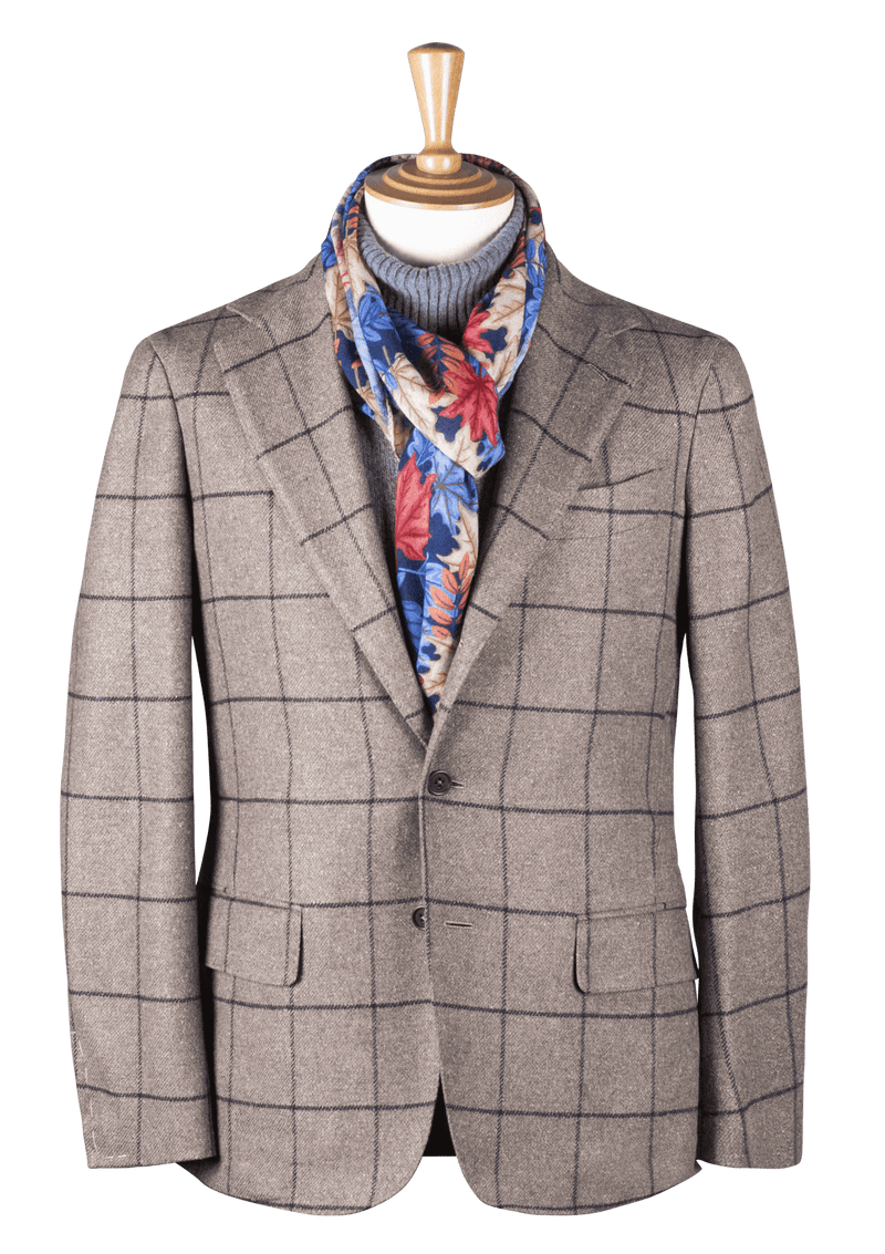 Taupe Unstructured Jacket with Black Check