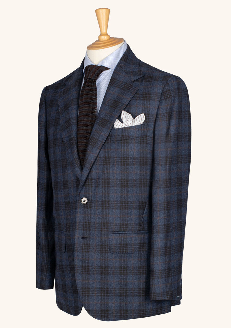 Blue & Brown Checked Cashmere Blend Jacket