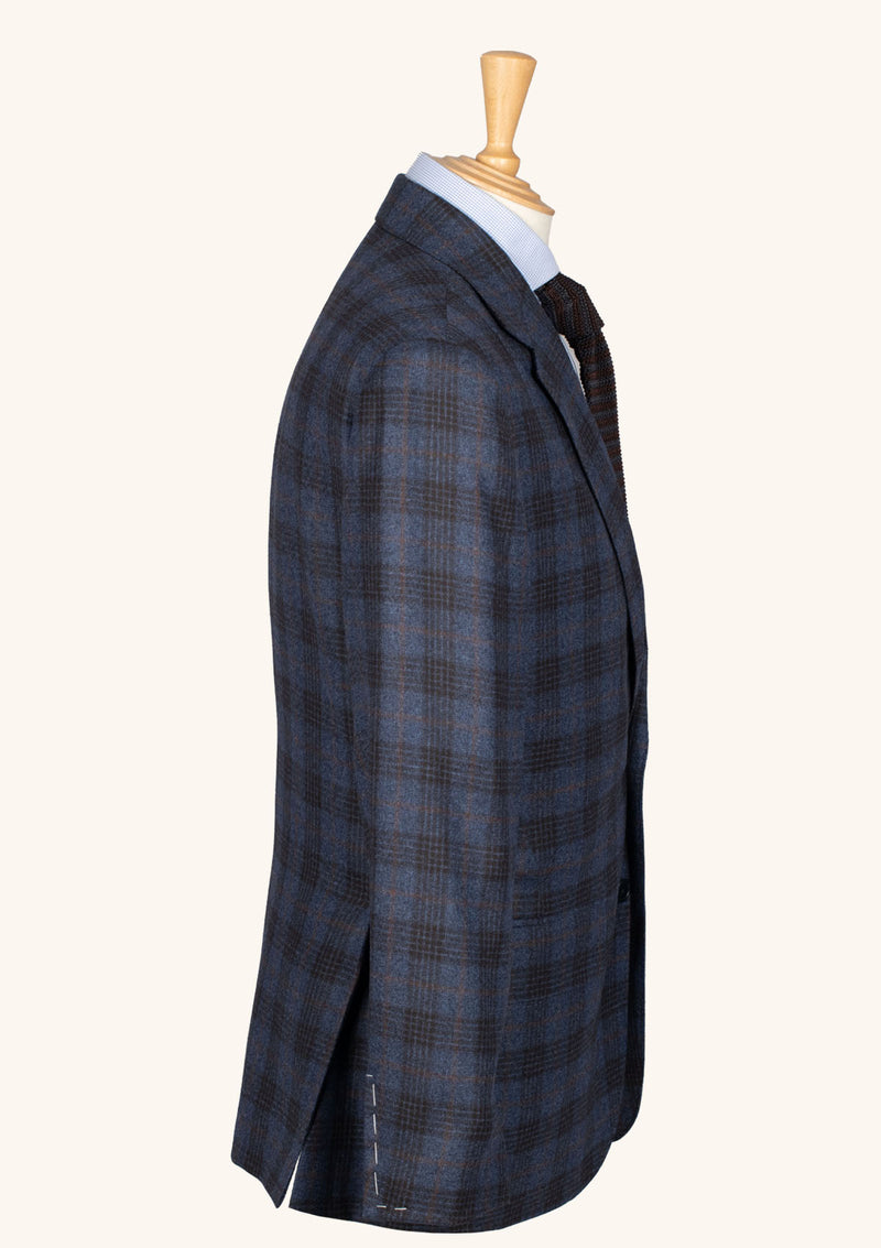 Blue & Brown Checked Cashmere Blend Jacket