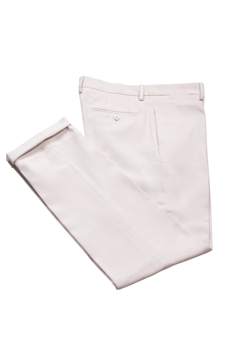 Cream Fustagno Cotton Twill Trousers
