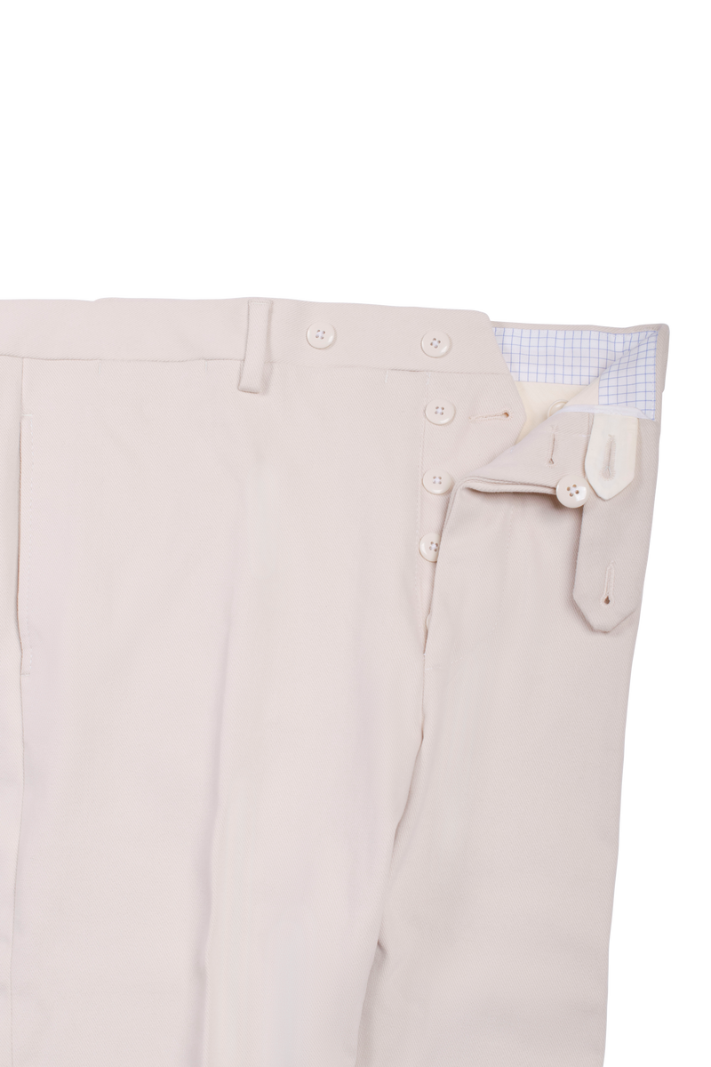 Cream Fustagno Cotton Twill Trousers