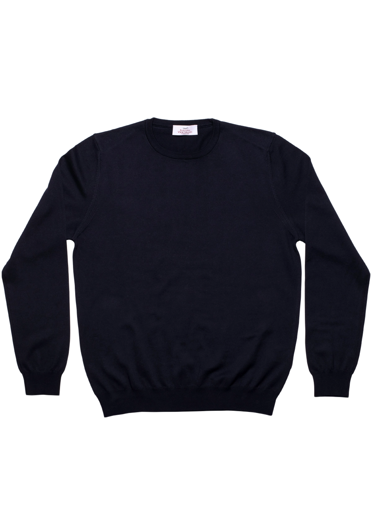 Navy Blue Cotton Crewneck Sweater