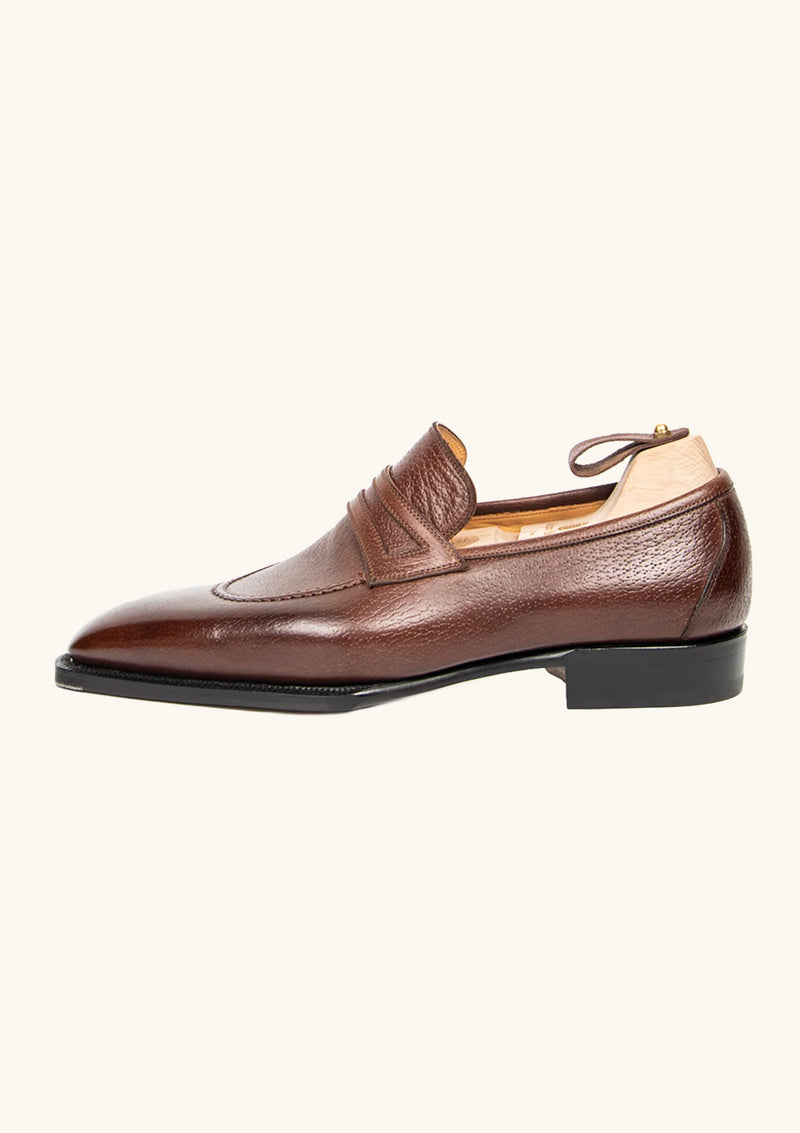Dark Brown Penny Loafers in Boar Hide