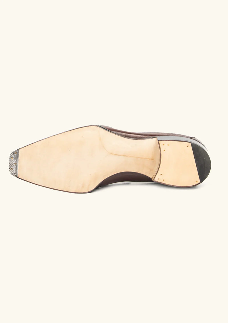 Dark Brown Penny Loafers in Boar Hide