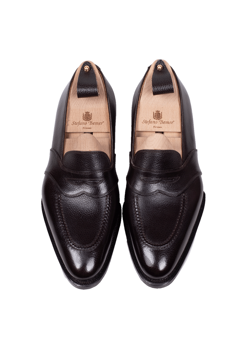 Brown Hatchgrain Penny Loafers