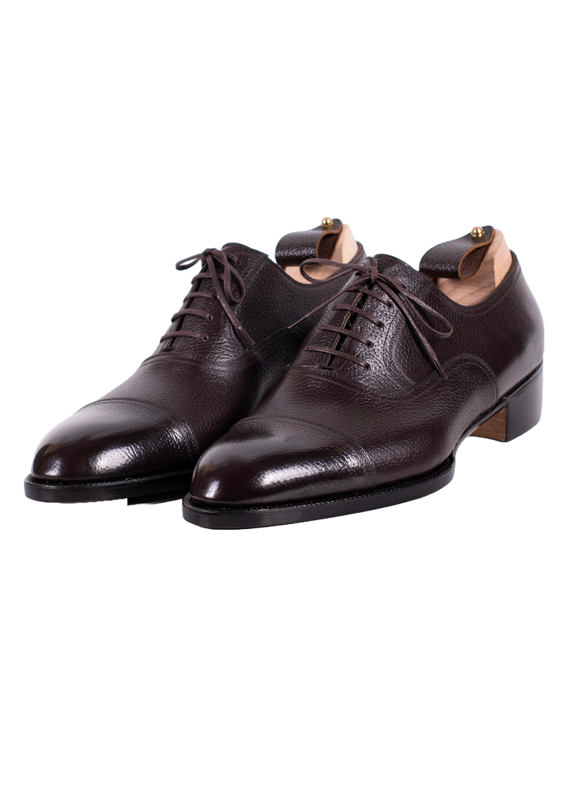 Hatched Grain Leather Captoe Oxfords