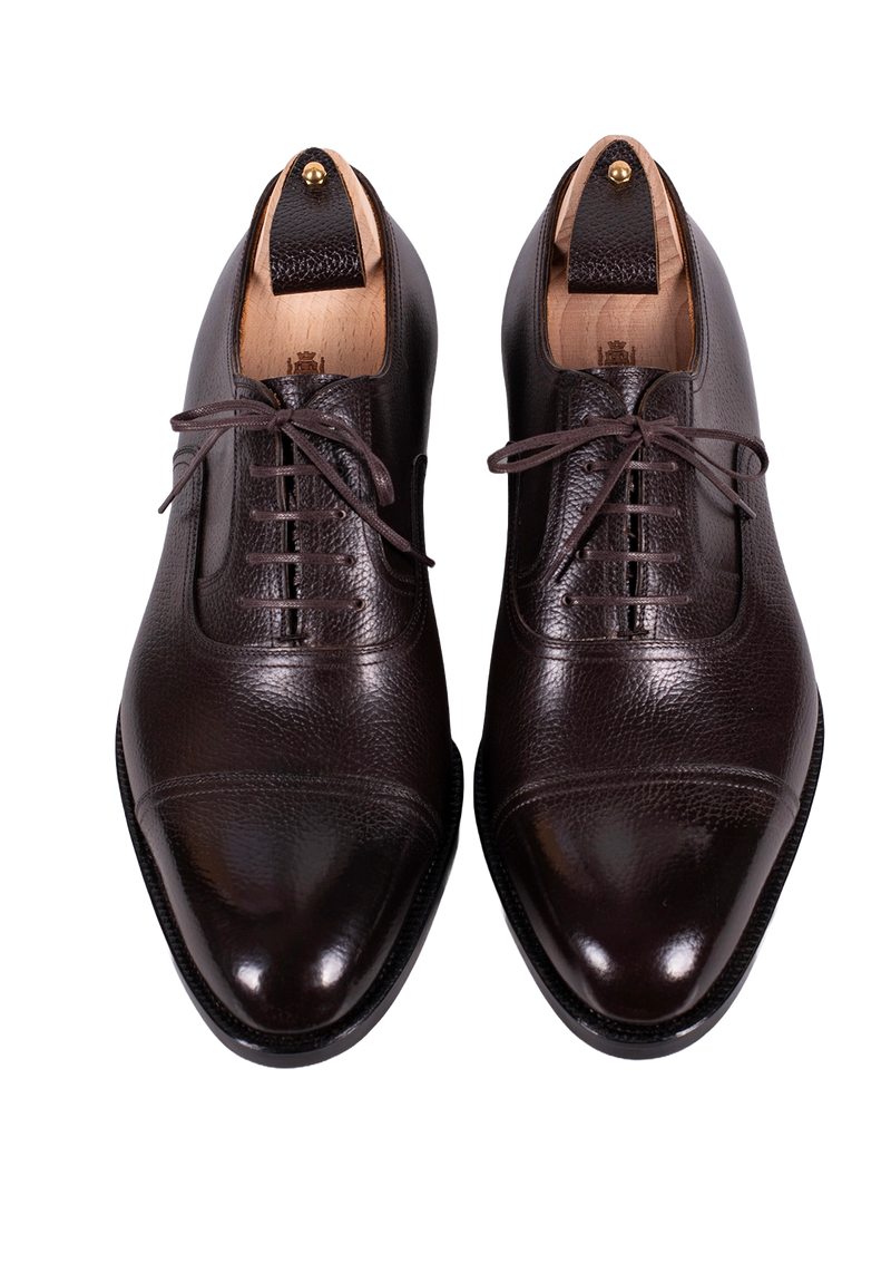 Hatched Grain Leather Captoe Oxfords
