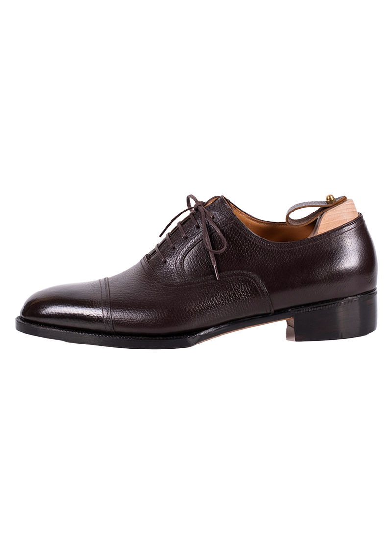 Hatched Grain Leather Captoe Oxfords
