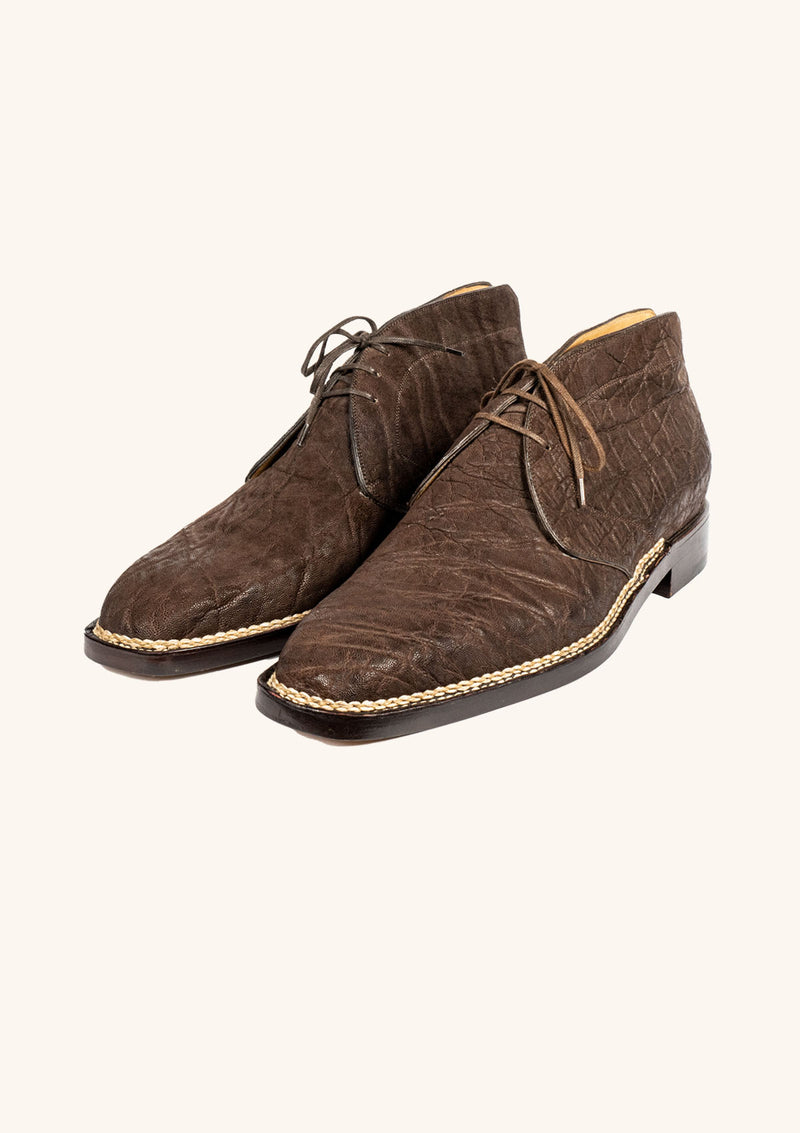Chocolate Brown Chukka Boots in Elephant Leather