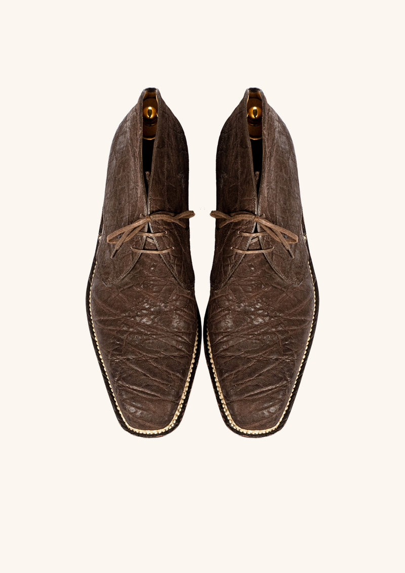 Chocolate Brown Chukka Boots in Elephant Leather