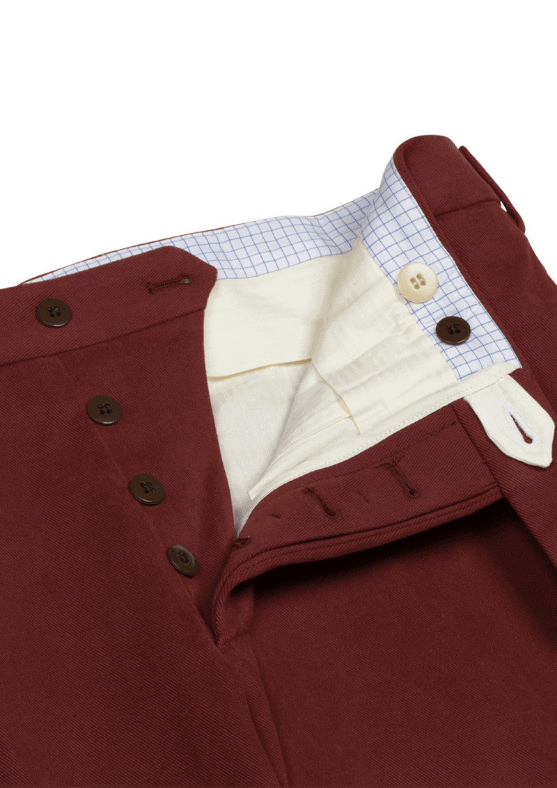 Red Fustagno Cotton Gabardine Trousers