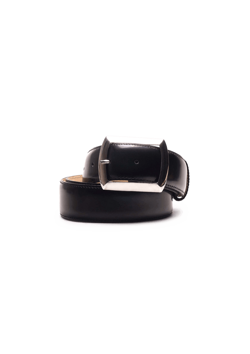 Black Leather Belt in French Box Calf