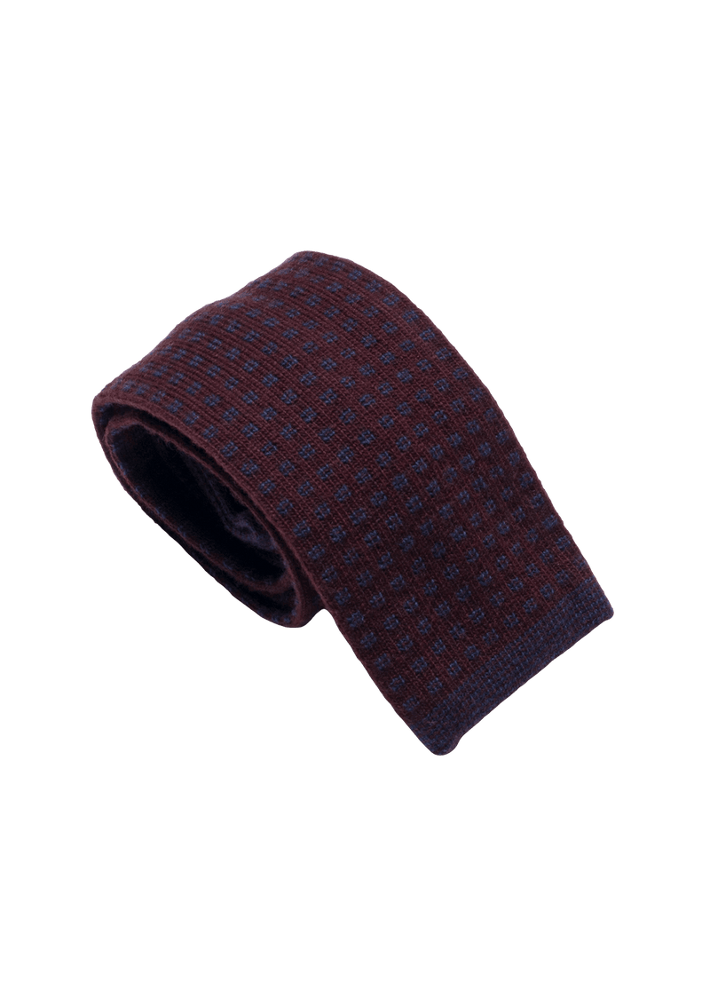 Burgundy & Blue Wool Maglia Tie, Pattern 7