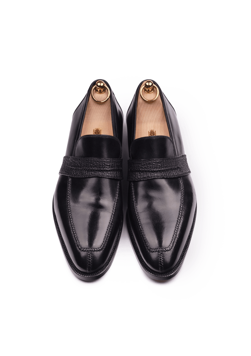 Black Loafers with Shark Penny Strap