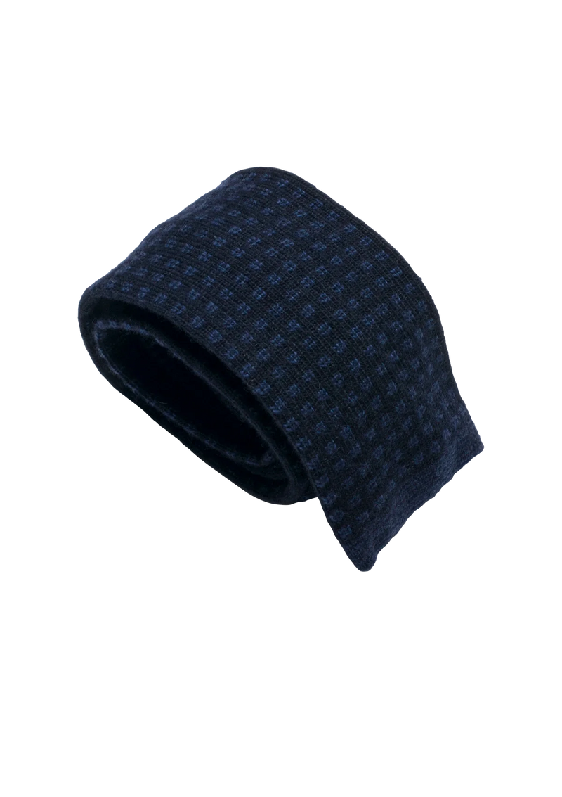 Navy Blue & Blue Wool Maglia Tie, Pattern 7