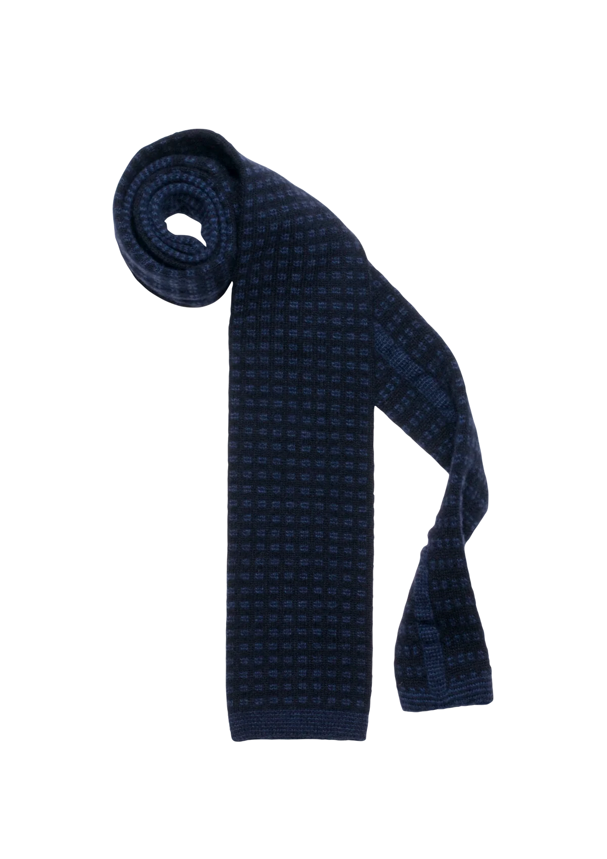 Navy Blue & Blue Wool Maglia Tie, Pattern 7