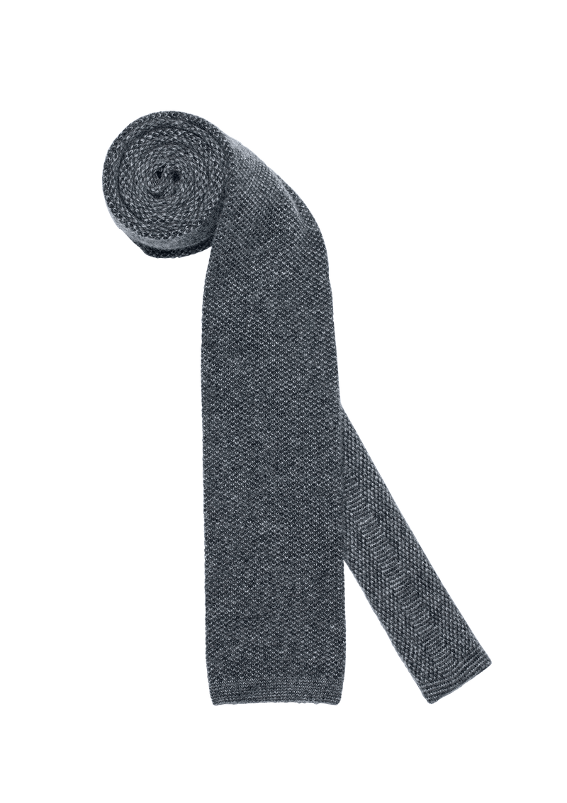 Grey Melange Wool Maglia Tie, Pattern 10
