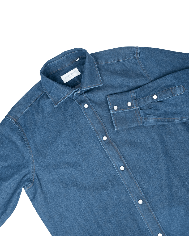 Dark Wash Cotton Denim Shirt