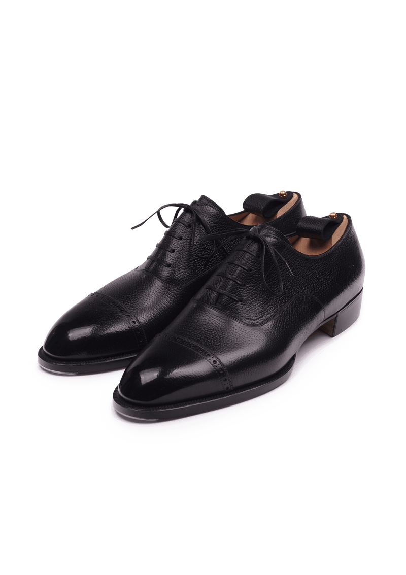 Black Deerskin Cap Toe Oxfords