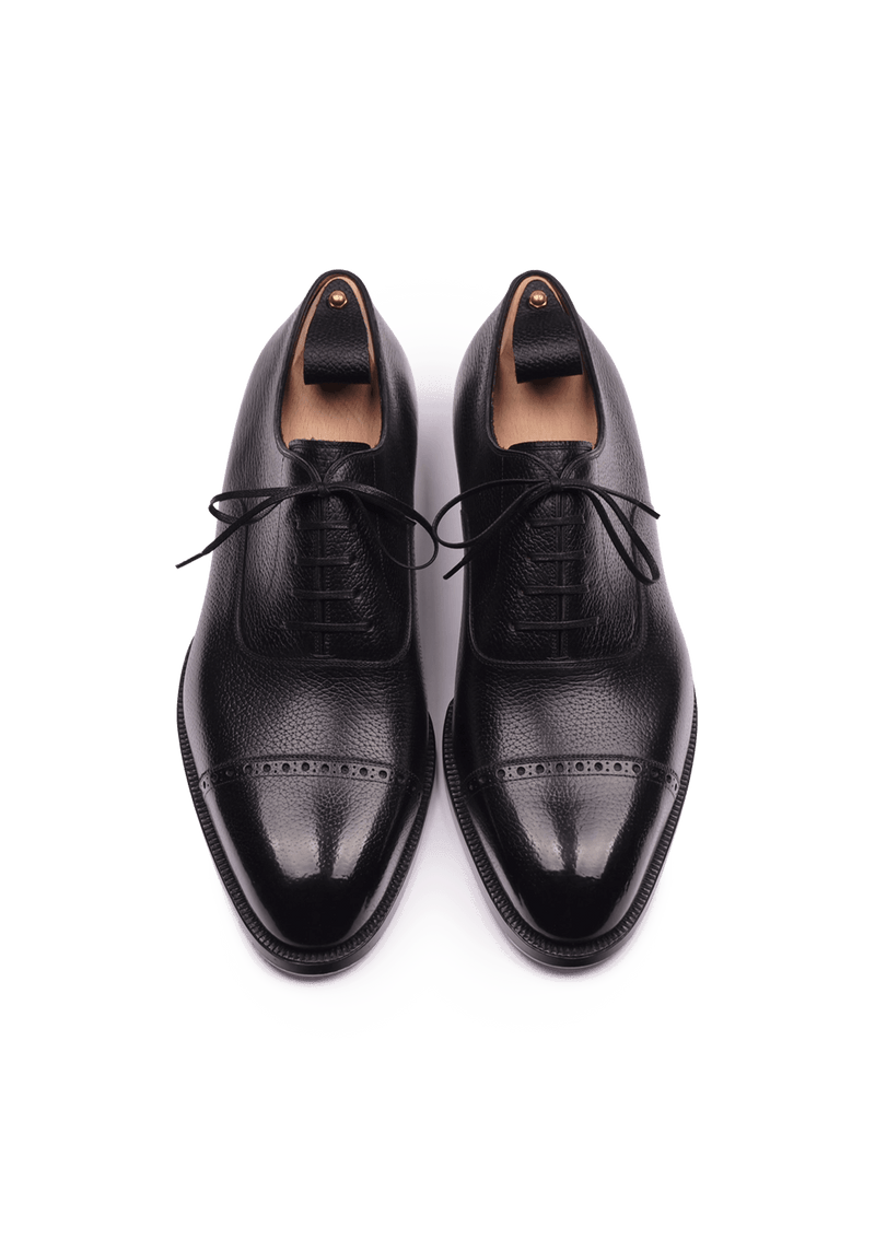 Black Deerskin Cap Toe Oxfords