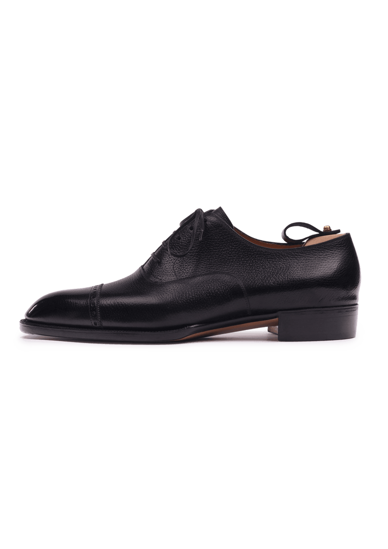 Black Deerskin Cap Toe Oxfords