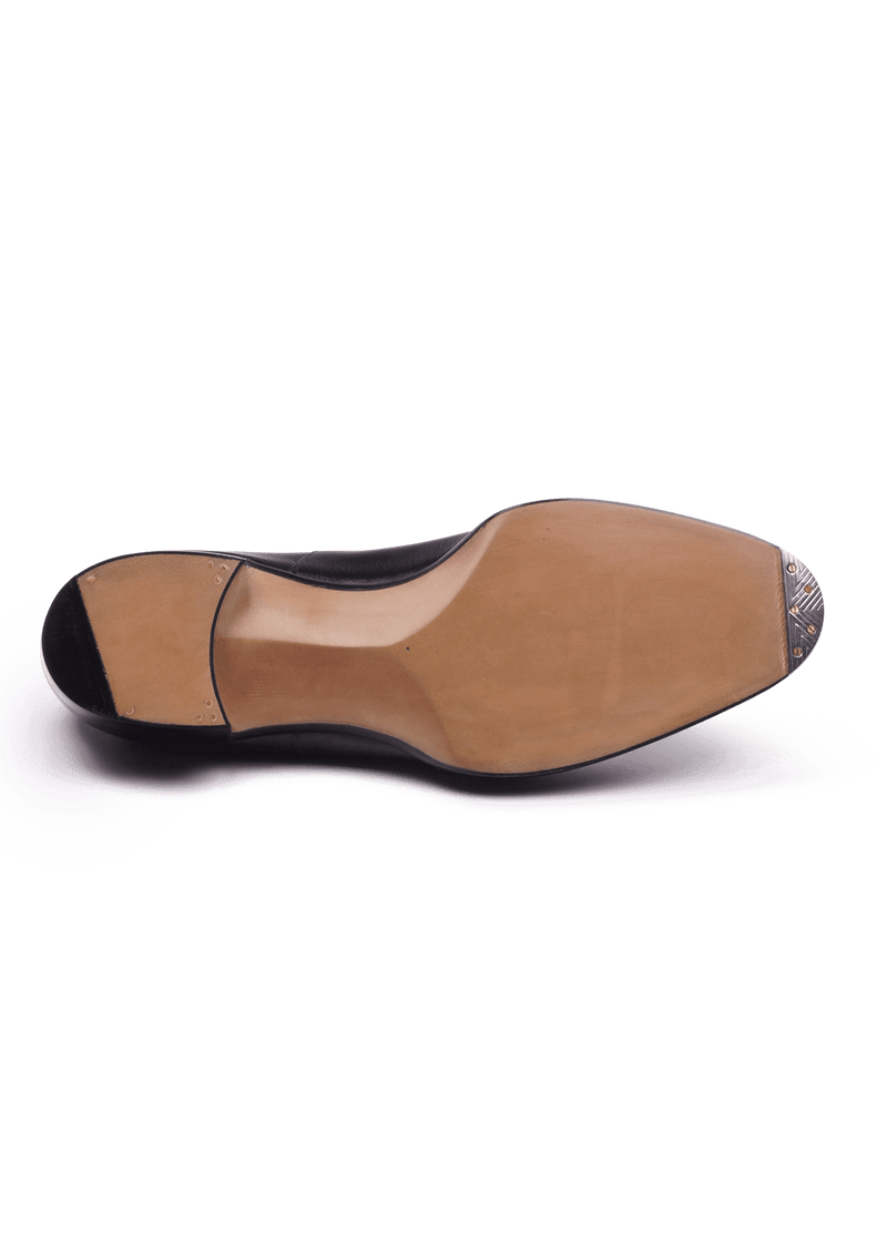 Black Deerskin Cap Toe Oxfords