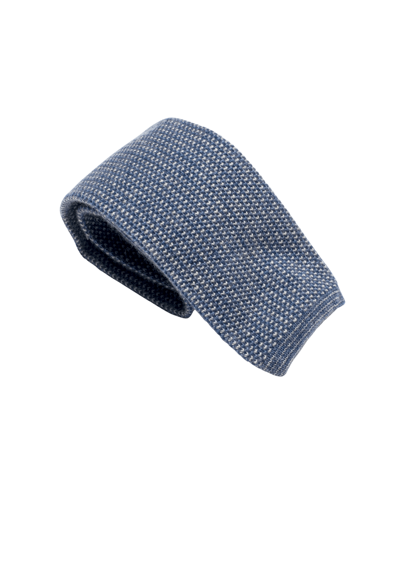 Azure & White Wool Maglia Tie, Pattern 1