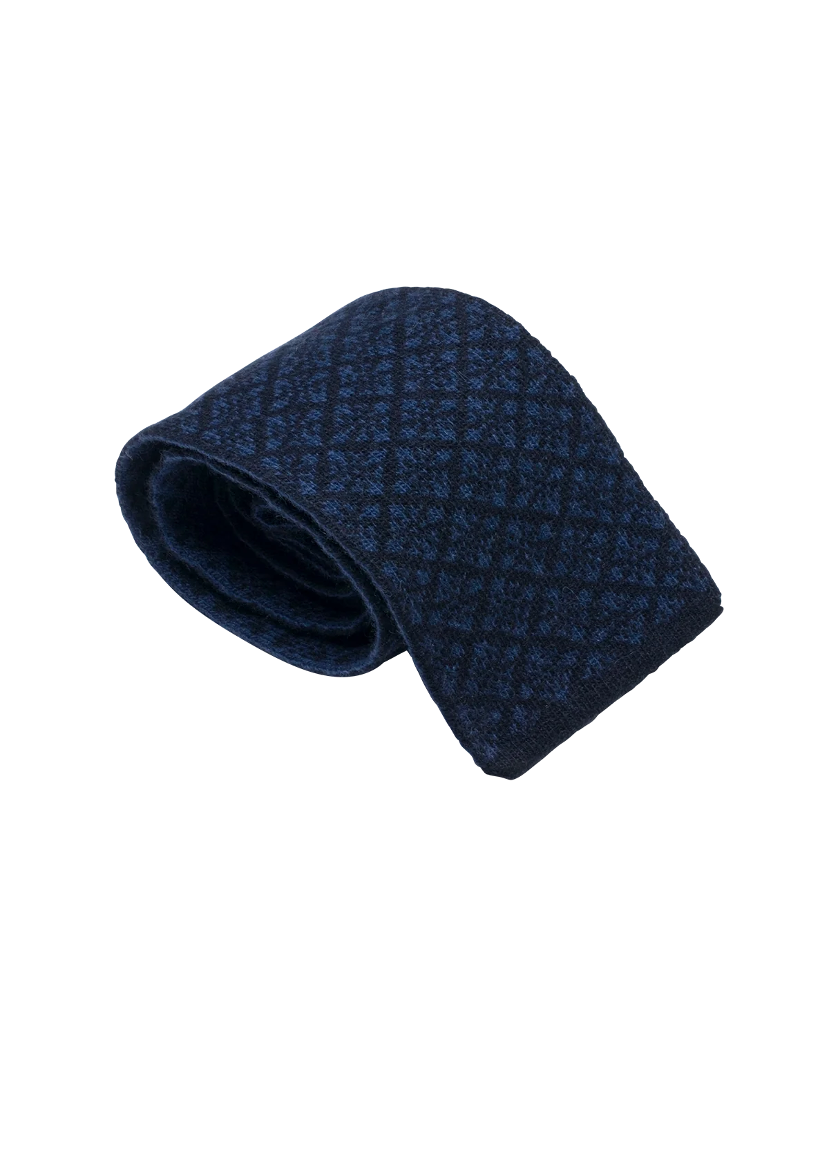 Navy Blue & Blue Wool Maglia Tie, Pattern 5