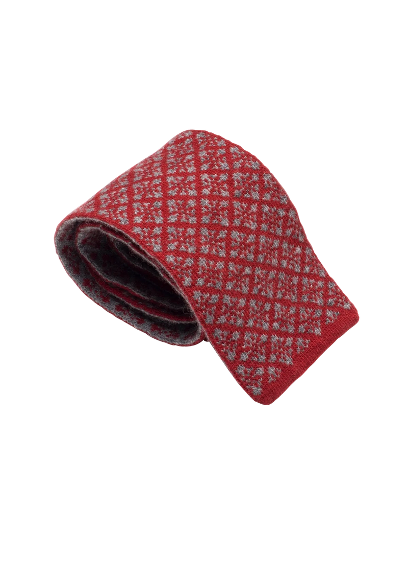 Red & Grey Wool Maglia Tie, Pattern 5