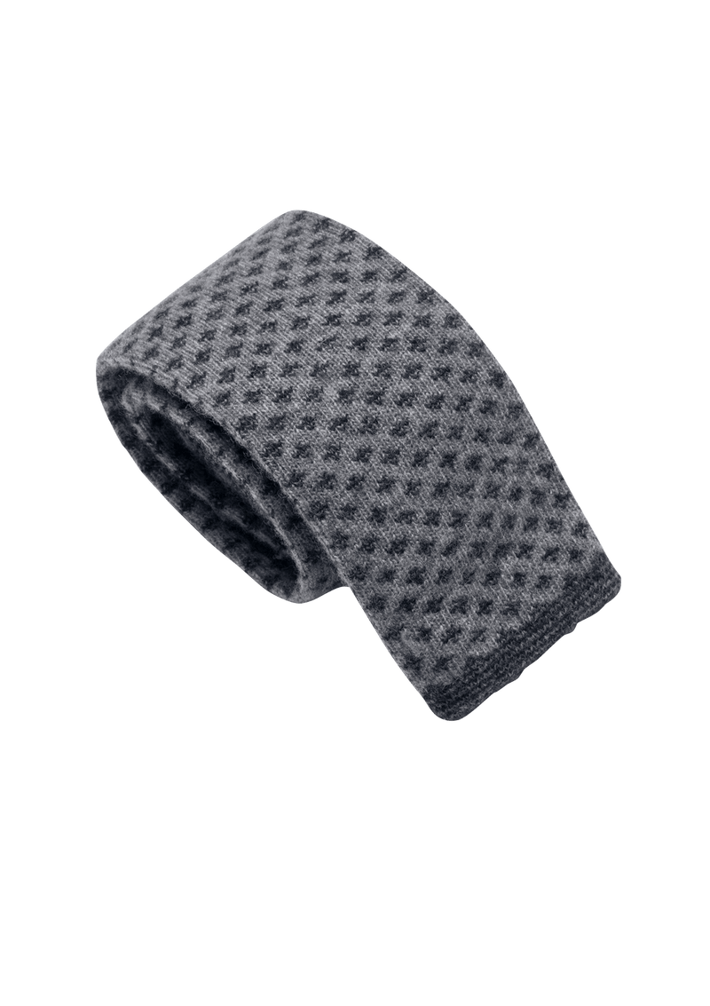 Grey & Navy Blue Wool Maglia Tie, Pattern 8