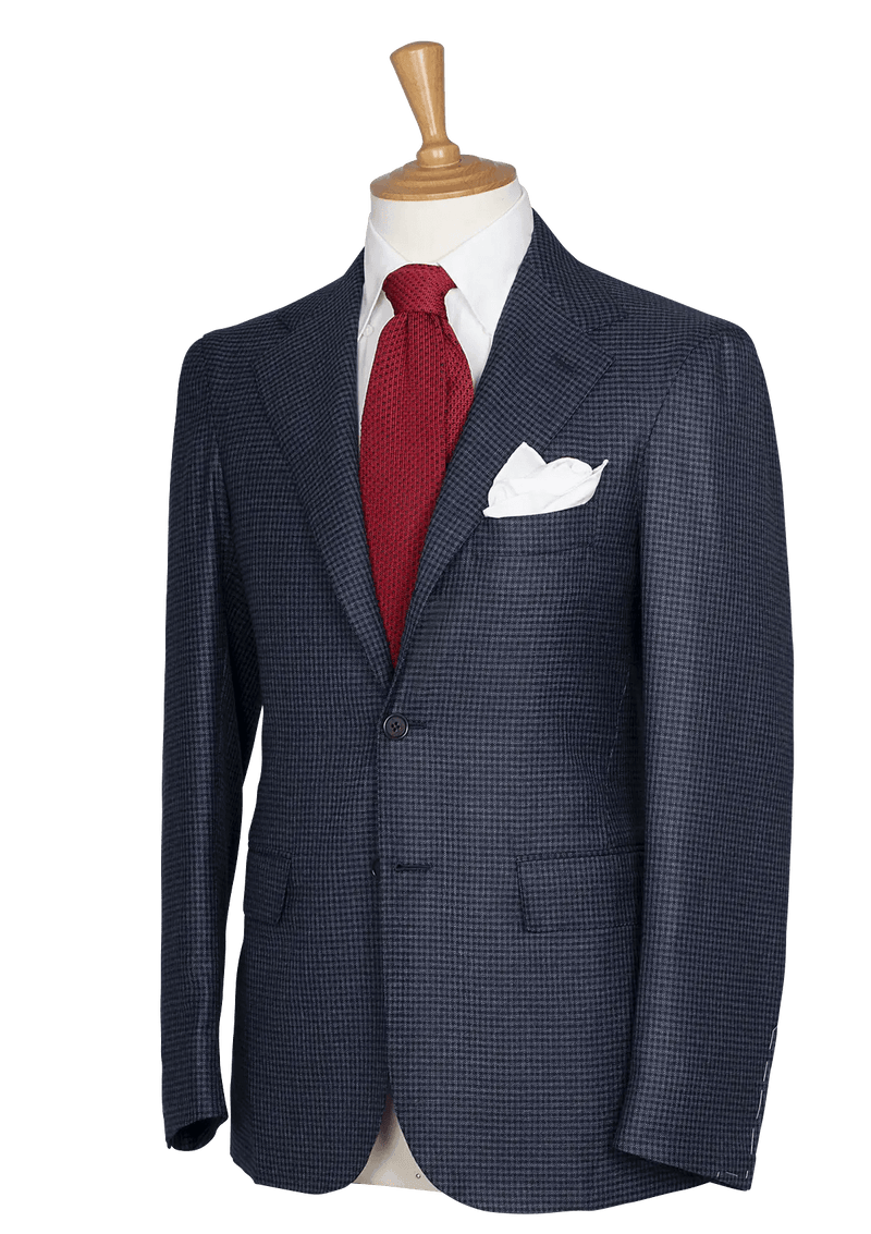 Blue Houndstooth Unstructured Blazer