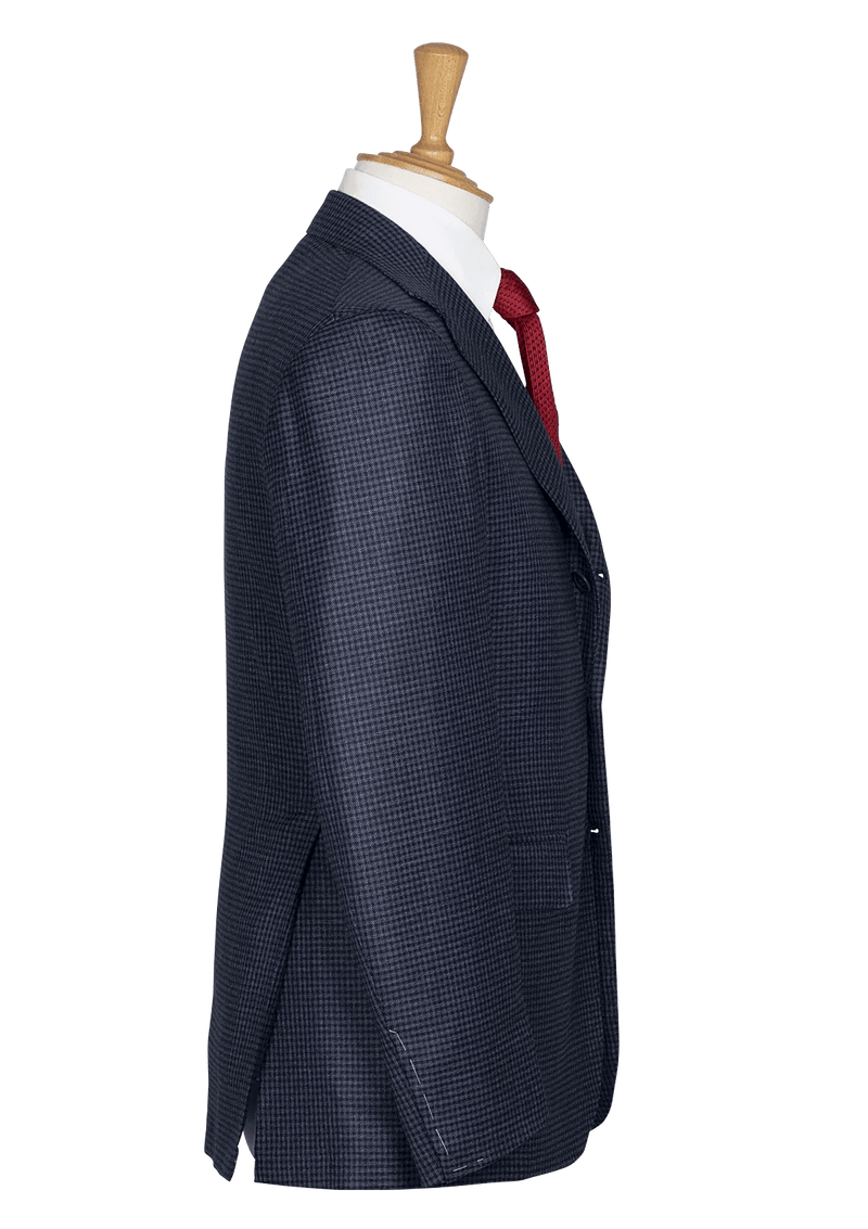 Blue Houndstooth Unstructured Blazer