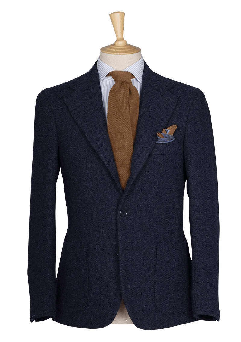 Deep Blue Tweed Unstructured Jacket